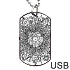 Mandala Meditation Zen Flower Yoga Dog Tag Usb Flash (one Side) by Wegoenart