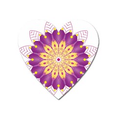 Mandala Stained Flower Drawing Heart Magnet by Wegoenart