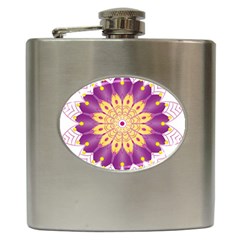 Mandala Stained Flower Drawing Hip Flask (6 Oz) by Wegoenart