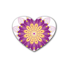 Mandala Stained Flower Drawing Heart Coaster (4 Pack)  by Wegoenart