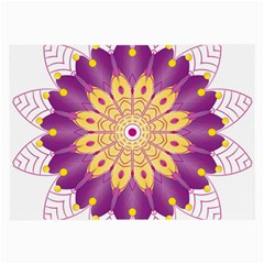 Mandala Stained Flower Drawing Large Glasses Cloth by Wegoenart