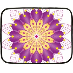 Mandala Stained Flower Drawing Fleece Blanket (mini) by Wegoenart