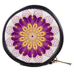 Mandala Stained Flower Drawing Mini Makeup Bag by Wegoenart