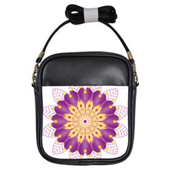 Mandala Stained Flower Drawing Girls Sling Bag by Wegoenart