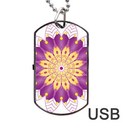 Mandala Stained Flower Drawing Dog Tag Usb Flash (two Sides) by Wegoenart