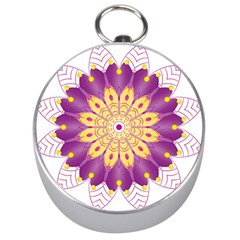 Mandala Stained Flower Drawing Silver Compasses by Wegoenart