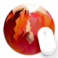 Fire Abstract Cartoon Red Hot Round Mousepads by Wegoenart