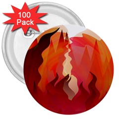 Fire Abstract Cartoon Red Hot 3  Buttons (100 Pack)  by Wegoenart