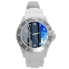 Architecture Frankfurt Houses Round Plastic Sport Watch (l) by Wegoenart