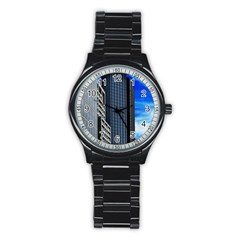 Architecture Frankfurt Houses Stainless Steel Round Watch by Wegoenart