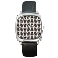 Coffee Beans Pattern Illustrator Square Metal Watch by Wegoenart