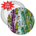 Seamless Repeating Tiling Tileable 3  Buttons (100 pack)  Front