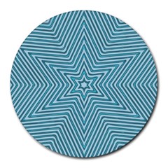 Lines Blue Repeating Textile Round Mousepads by Wegoenart