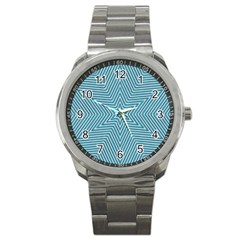 Lines Blue Repeating Textile Sport Metal Watch by Wegoenart