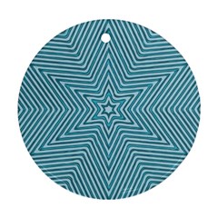 Lines Blue Repeating Textile Round Ornament (two Sides) by Wegoenart