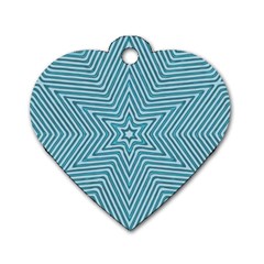 Lines Blue Repeating Textile Dog Tag Heart (one Side) by Wegoenart