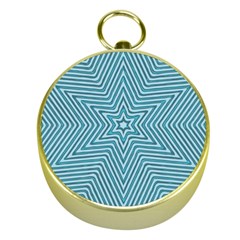 Lines Blue Repeating Textile Gold Compasses by Wegoenart