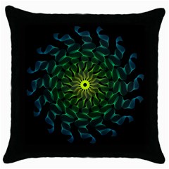 Abstract Ribbon Green Blue Hues Throw Pillow Case (black) by Wegoenart