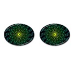 Abstract Ribbon Green Blue Hues Cufflinks (Oval) Front(Pair)