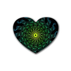 Abstract Ribbon Green Blue Hues Heart Coaster (4 Pack)  by Wegoenart