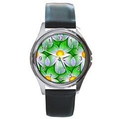 Seamless Repeating Tiling Tileable Flowers Round Metal Watch by Wegoenart