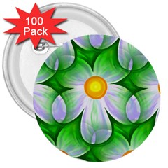 Seamless Repeating Tiling Tileable Flowers 3  Buttons (100 Pack)  by Wegoenart