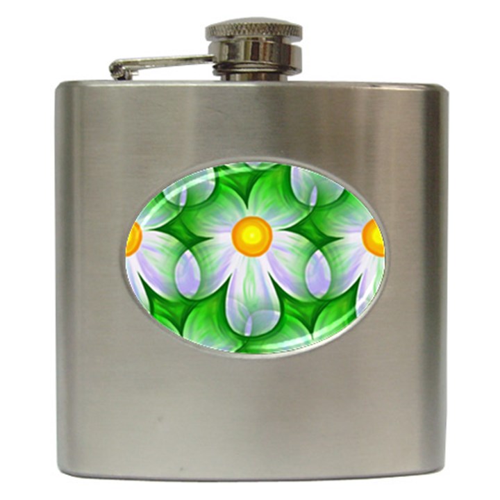 Seamless Repeating Tiling Tileable Flowers Hip Flask (6 oz)