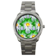 Seamless Repeating Tiling Tileable Flowers Sport Metal Watch by Wegoenart