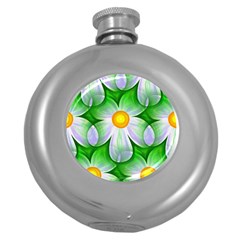 Seamless Repeating Tiling Tileable Flowers Round Hip Flask (5 Oz) by Wegoenart