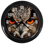 Owl Bird Eyes Eagle Owl Birds Wall Clock (Black) Front