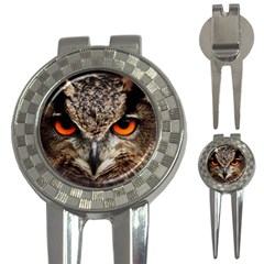 Owl Bird Eyes Eagle Owl Birds 3-in-1 Golf Divots by Wegoenart