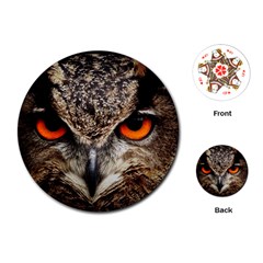 Owl Bird Eyes Eagle Owl Birds Playing Cards Single Design (round) by Wegoenart