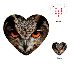 Owl Bird Eyes Eagle Owl Birds Playing Cards Single Design (heart) by Wegoenart