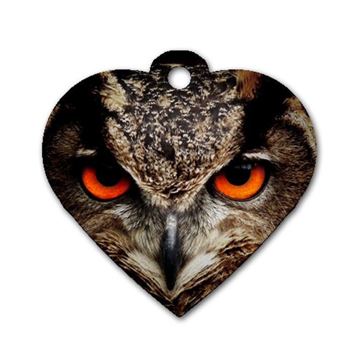 Owl Bird Eyes Eagle Owl Birds Dog Tag Heart (One Side)