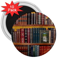 Books Library Bookshelf Bookshop 3  Magnets (10 Pack)  by Wegoenart