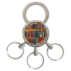 Books Library Bookshelf Bookshop 3-ring Key Chain by Wegoenart