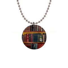 Books Library Bookshelf Bookshop 1  Button Necklace by Wegoenart