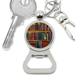 Books Library Bookshelf Bookshop Bottle Opener Key Chain by Wegoenart