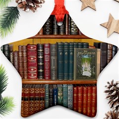 Books Library Bookshelf Bookshop Star Ornament (two Sides) by Wegoenart