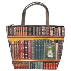 Books Library Bookshelf Bookshop Bucket Bag by Wegoenart