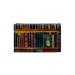 Books Library Bookshelf Bookshop Cosmetic Bag (small) by Wegoenart