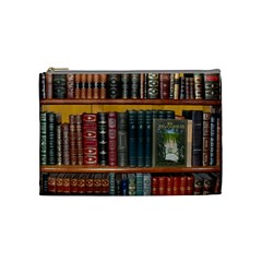 Books Library Bookshelf Bookshop Cosmetic Bag (medium) by Wegoenart