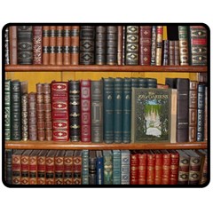 Books Library Bookshelf Bookshop Double Sided Fleece Blanket (medium)  by Wegoenart