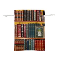 Books Library Bookshelf Bookshop Lightweight Drawstring Pouch (l) by Wegoenart