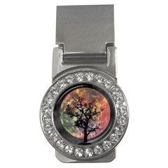 Full Moon Silhouette Tree Night Money Clips (cz)  by Wegoenart