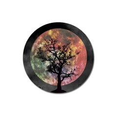 Full Moon Silhouette Tree Night Magnet 3  (round) by Wegoenart