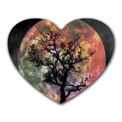 Full Moon Silhouette Tree Night Heart Mousepads