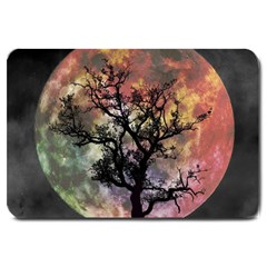 Full Moon Silhouette Tree Night Large Doormat  by Wegoenart