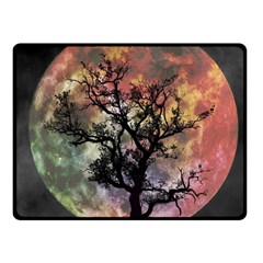 Full Moon Silhouette Tree Night Fleece Blanket (small) by Wegoenart