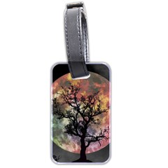 Full Moon Silhouette Tree Night Luggage Tag (two Sides) by Wegoenart